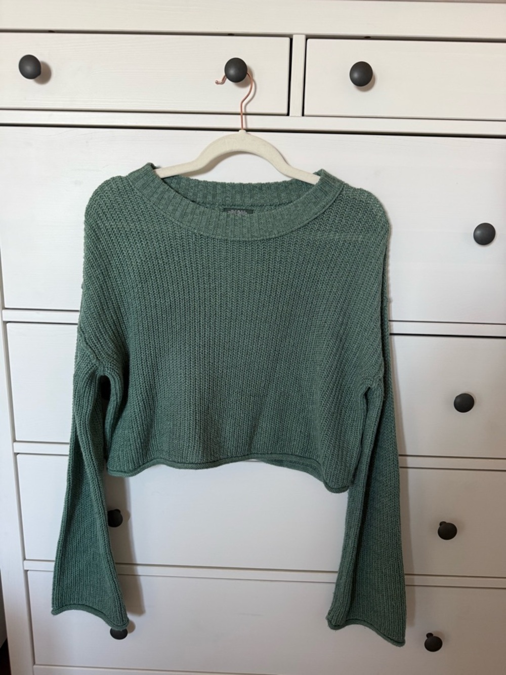 Target Cropped Knit Sweater in Sage Green